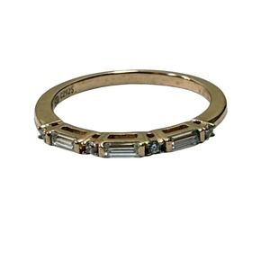 Sterling Silver Rose Gold Ring CZ 925 Baguette Stackable Band Size 10